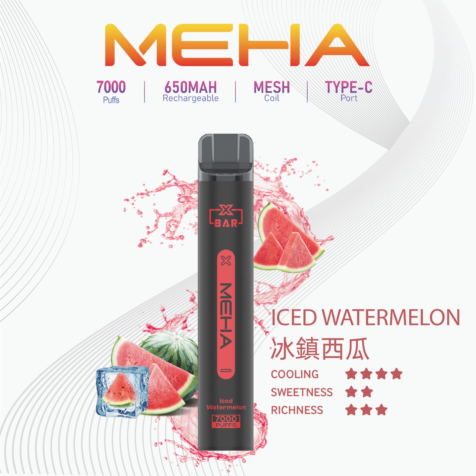 MEHA X Bar魅嗨小黑條7000口拋棄式|一次性電子煙#新品上市#:圖片 6